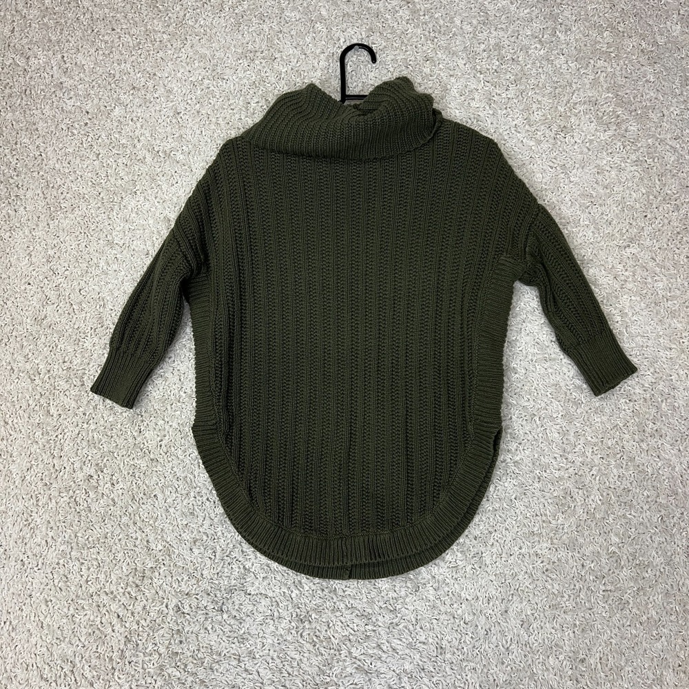 Express Sweater Womens XS Green Knit Cowl Neck Circle Hem